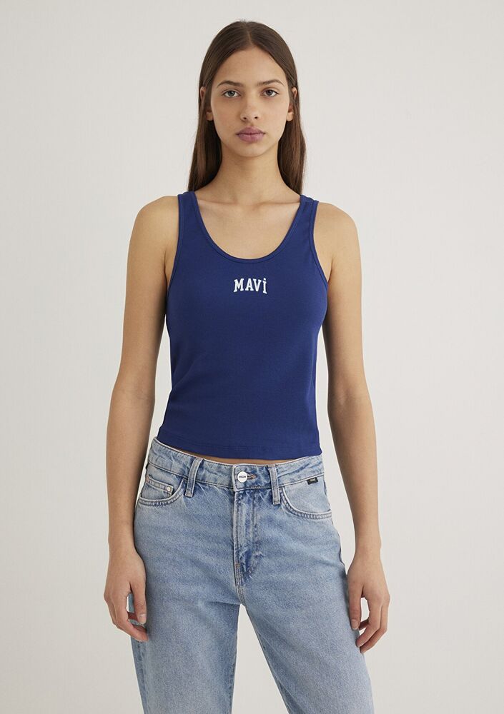 Mavi Logo Koyu Saks Mavi Kadın Tişört 1611899-70722 - 4