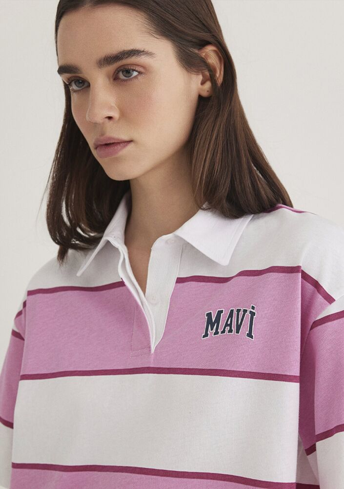 Mavi Logo Polo Kadın Tişört 1613005-89359 - 3