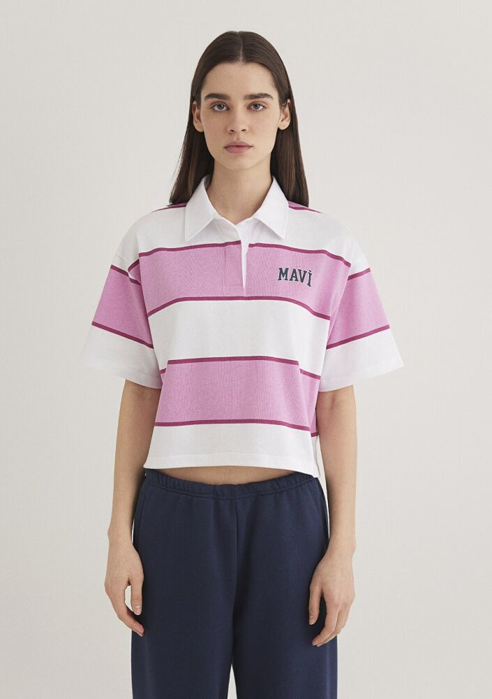 Mavi Logo Polo Kadın Tişört 1613005-89359 - 4