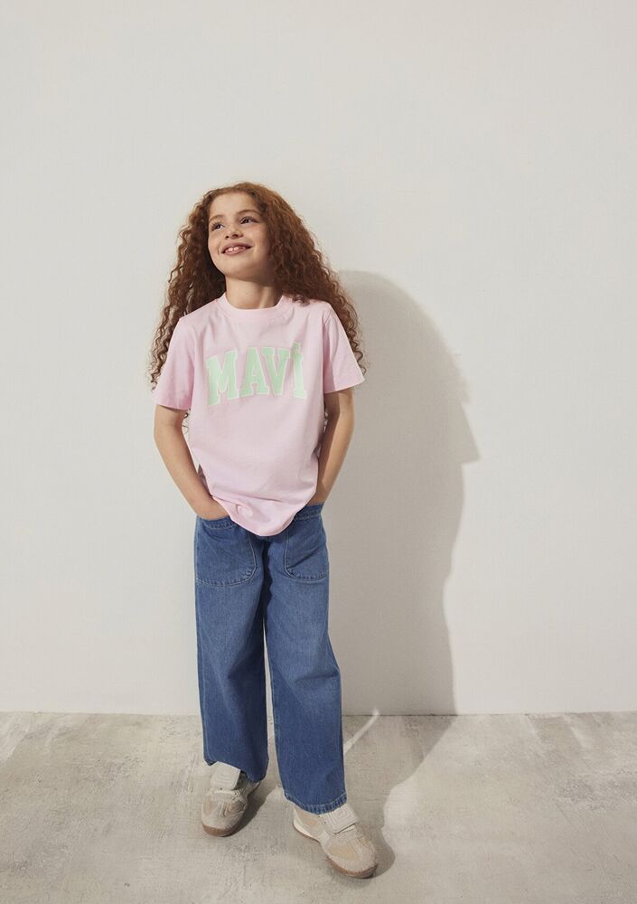 Mavi Logo Toz Pembe Çocuk Tişört 7610109-86953 - 1