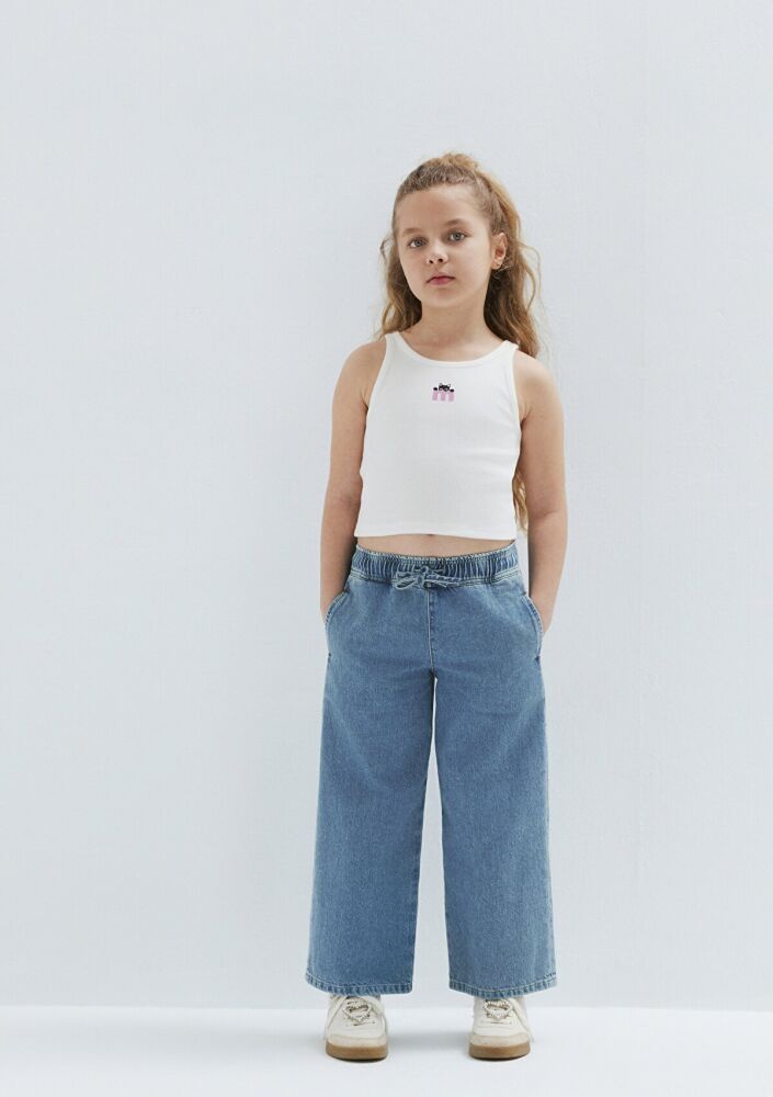 Mavi Loko Açık Mavi Wide Leg Çocuk Jean Pantolon 7010405-A3344