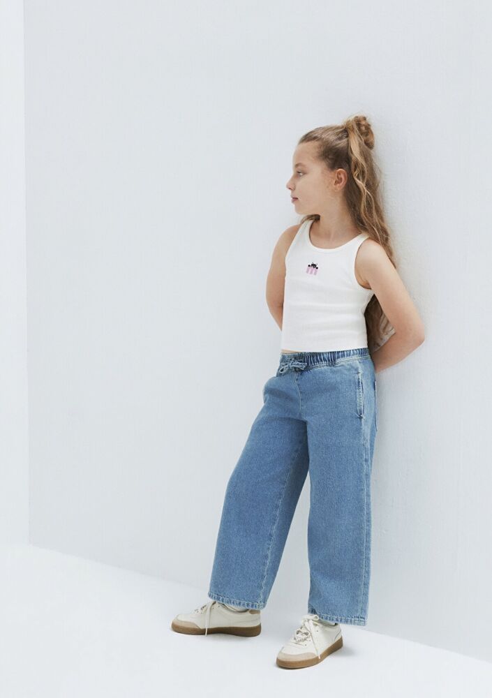 Mavi Loko Açık Mavi Wide Leg Çocuk Jean Pantolon 7010405-A3344 (1)