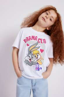 Mavi Lola Bunny Baskılı Beyaz Çocuk Tişört 7610159-620 - 1