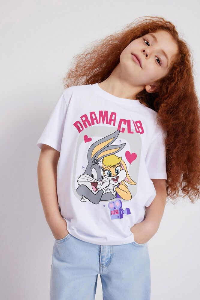 Mavi Lola Bunny Baskılı Beyaz Çocuk Tişört 7610159-620 - 1