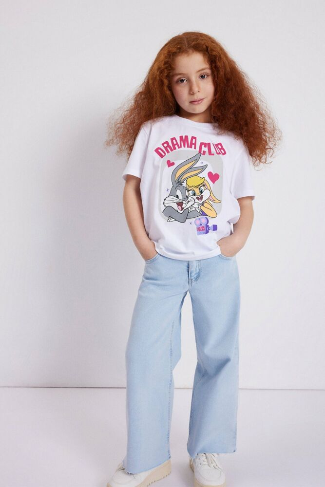 Mavi Lola Bunny Baskılı Beyaz Çocuk Tişört 7610159-620 - 2
