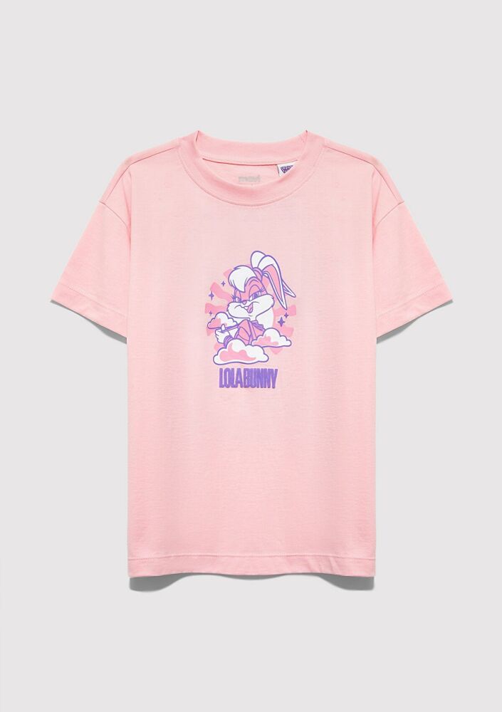 Mavi Lola Bunny Baskılı Pembe Loose Fit Çocuk Tişört 7610415-71007