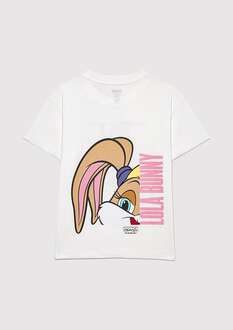 Mavi Lona Bunny Baskılı Kırık Beyaz Çocuk Tişört 7610289-70057 - 2