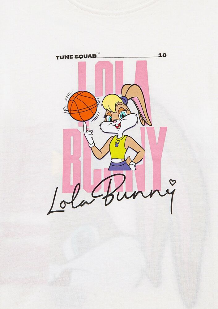 Mavi Lona Bunny Baskılı Kırık Beyaz Çocuk Tişört 7610289-70057 - 3