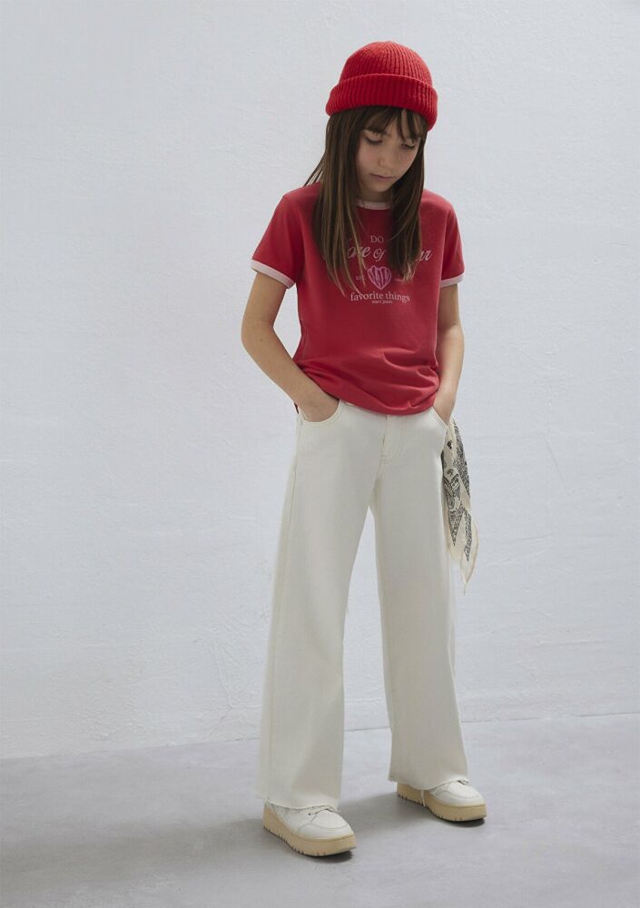 Mavi Lory Kırık Beyaz Wide Leg Çocuk Jean Pantolon 7010036-89487 (1)