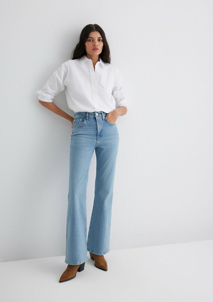 Mavi Los Angeles Lt Blue Premium Flare Bootcut Yüksek Bel İspanyol Paça Kadın Jean Pantolon 1010349-90442 - 1