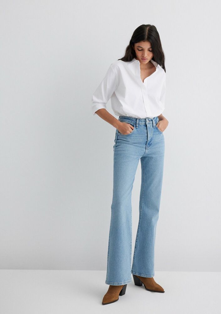 Mavi Los Angeles Lt Blue Premium Flare Bootcut Yüksek Bel İspanyol Paça Kadın Jean Pantolon 1010349-90442 (1)