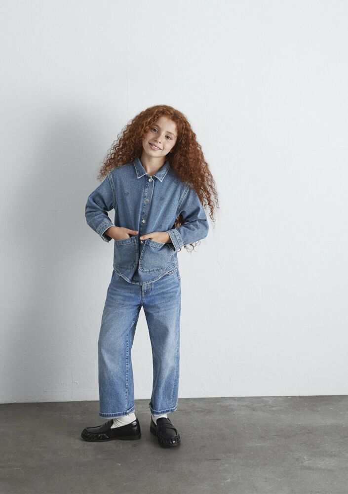 Mavi Lulu Lt Heart Print Denim Çocuk Jean Gömlek 7210002-90880