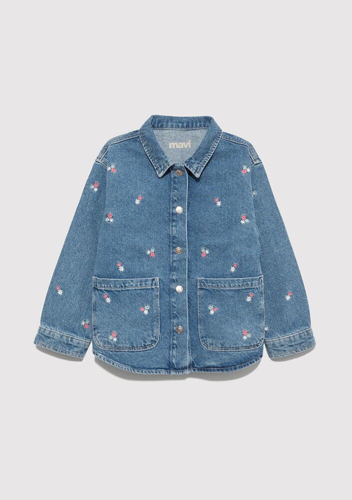 Mavi Lulu Mid Flower Denim Çocuk Jean Gömlek 7210002-90881