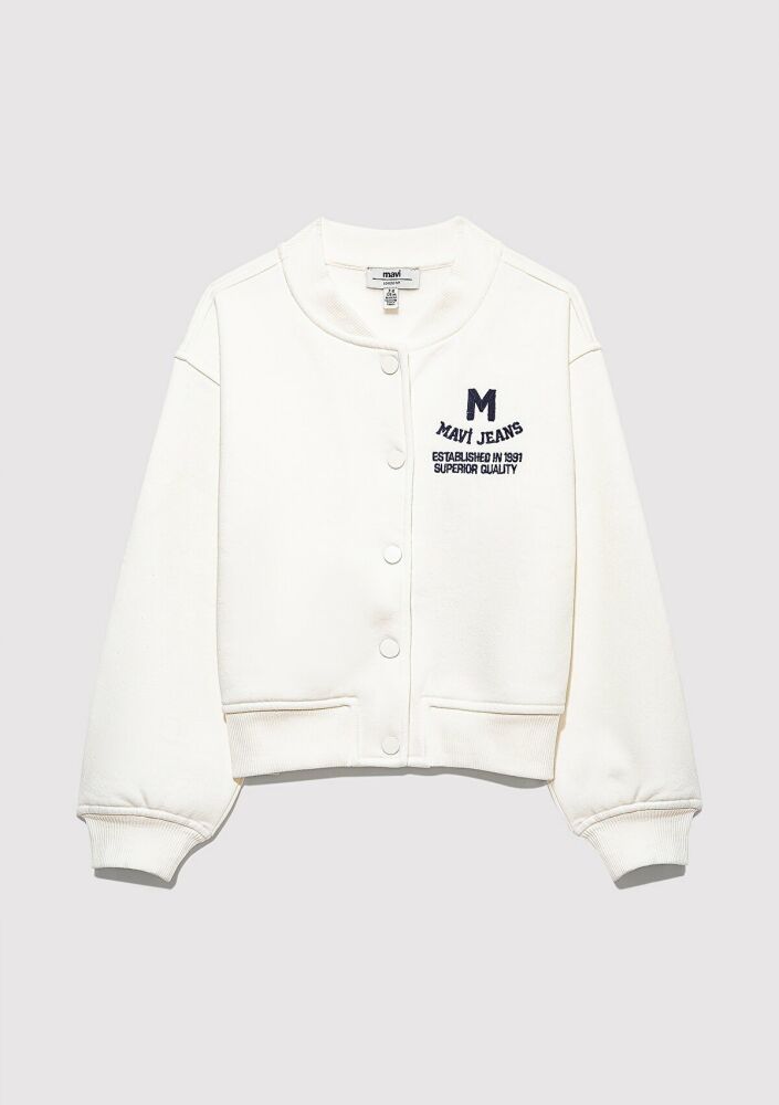 Mavi M Baskılı Beyaz Bomber Ceket 7S10086-70057