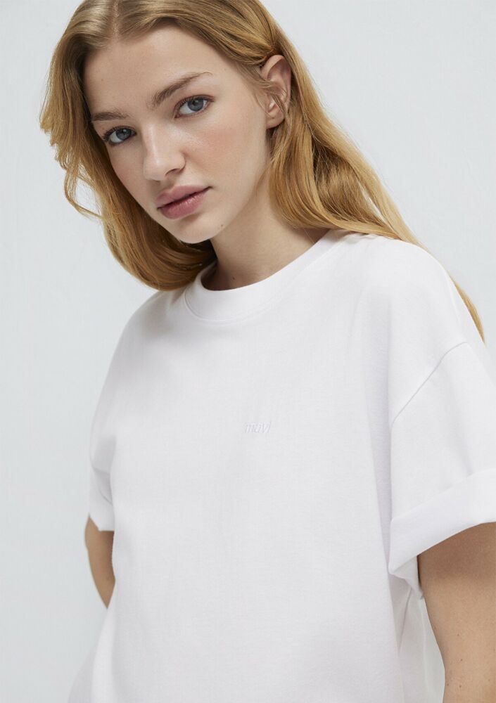 Mavi M Baskılı Beyaz Kadın Tişört 1613225-620