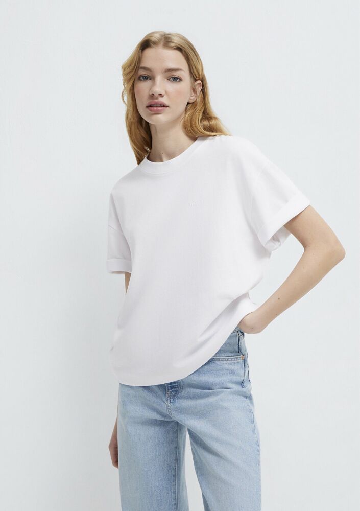 Mavi M Baskılı Beyaz Kadın Tişört 1613225-620 (1)