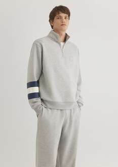 Mavi M Baskılı Half Zıp Açık Gri Erkek Sweat 0S10307-80196 - 1