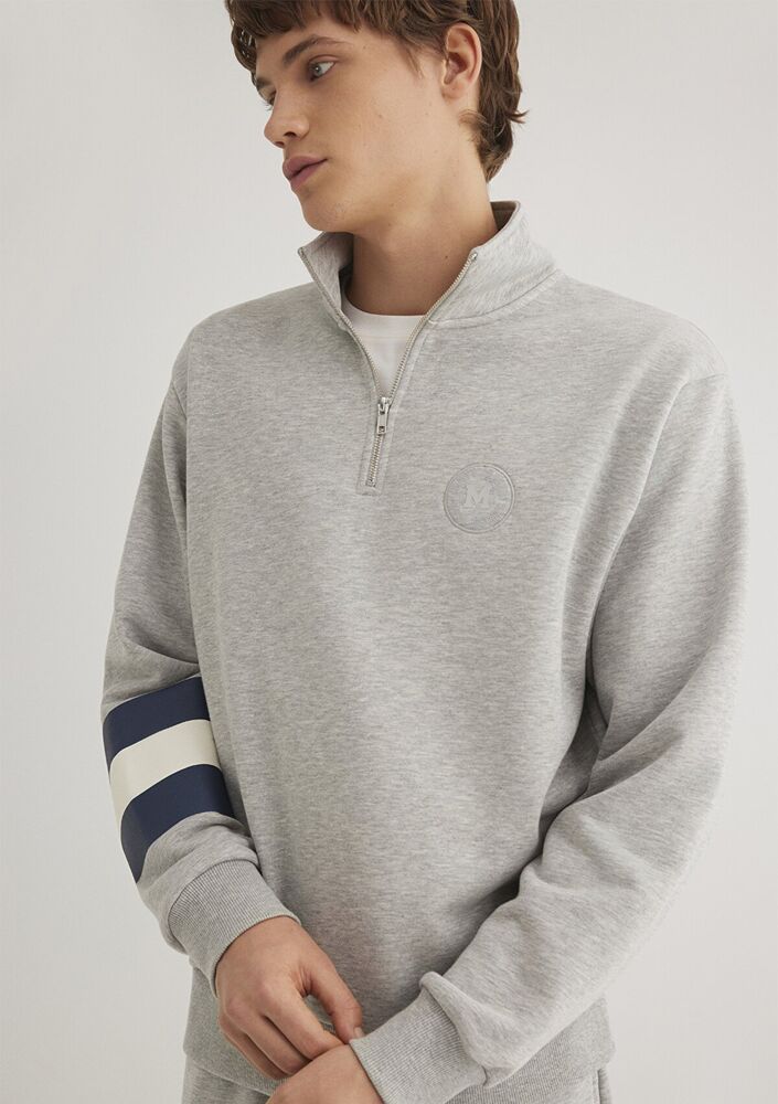 Mavi M Baskılı Half Zıp Açık Gri Erkek Sweat 0S10307-80196 - 3
