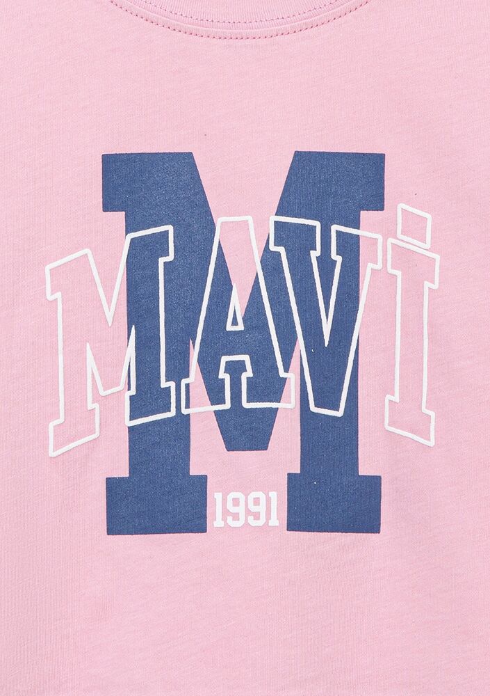 Mavi M Baskılı Logo Toz Pembe Çocuk Tişört 7610276-86953 - 3