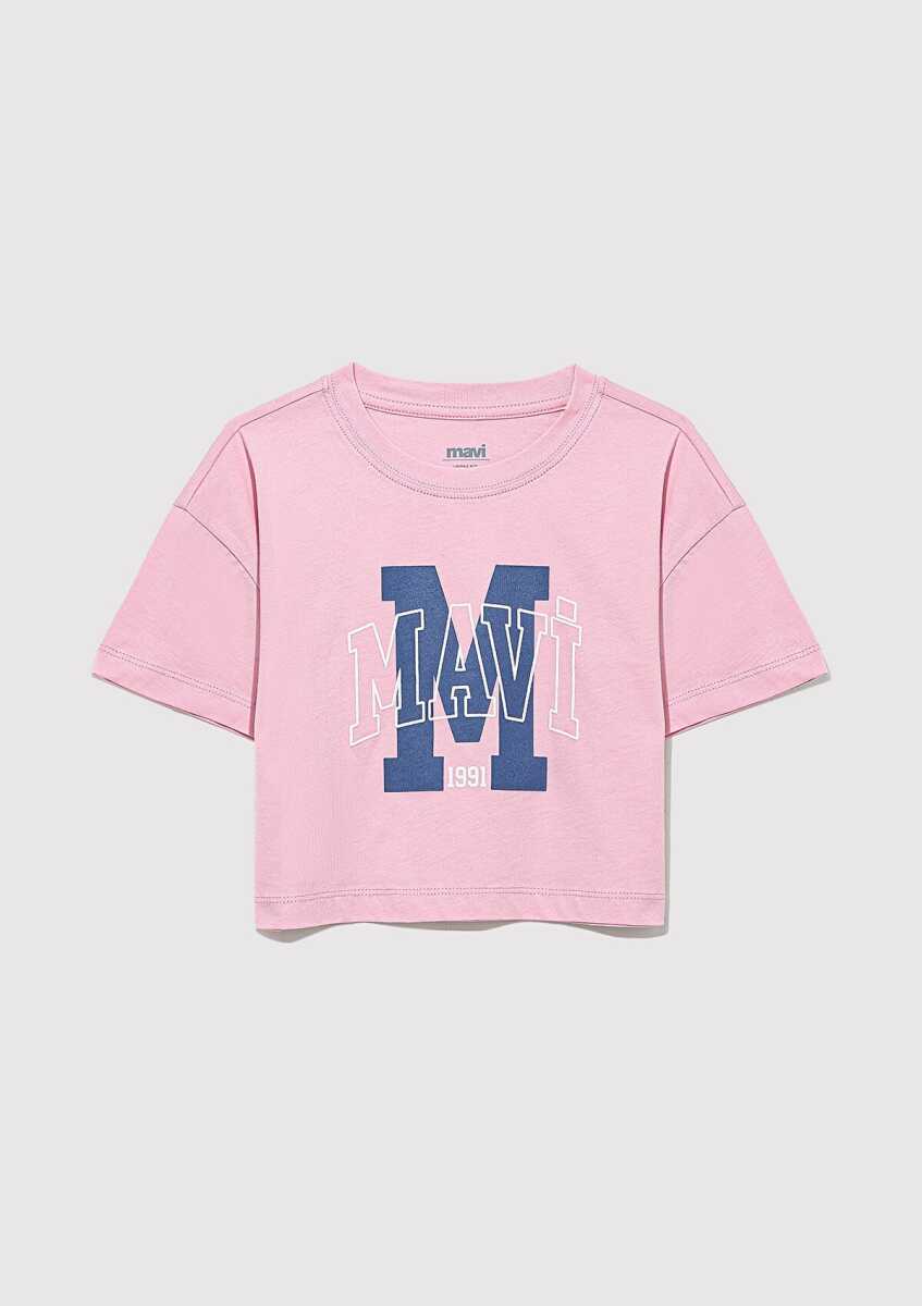 Mavi M Baskılı Logo Toz Pembe Çocuk Tişört 7610276-86953