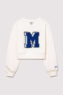 Mavi M Logo Baskılı Beyaz Çocuk Sweat 7S10079-70057 - 1