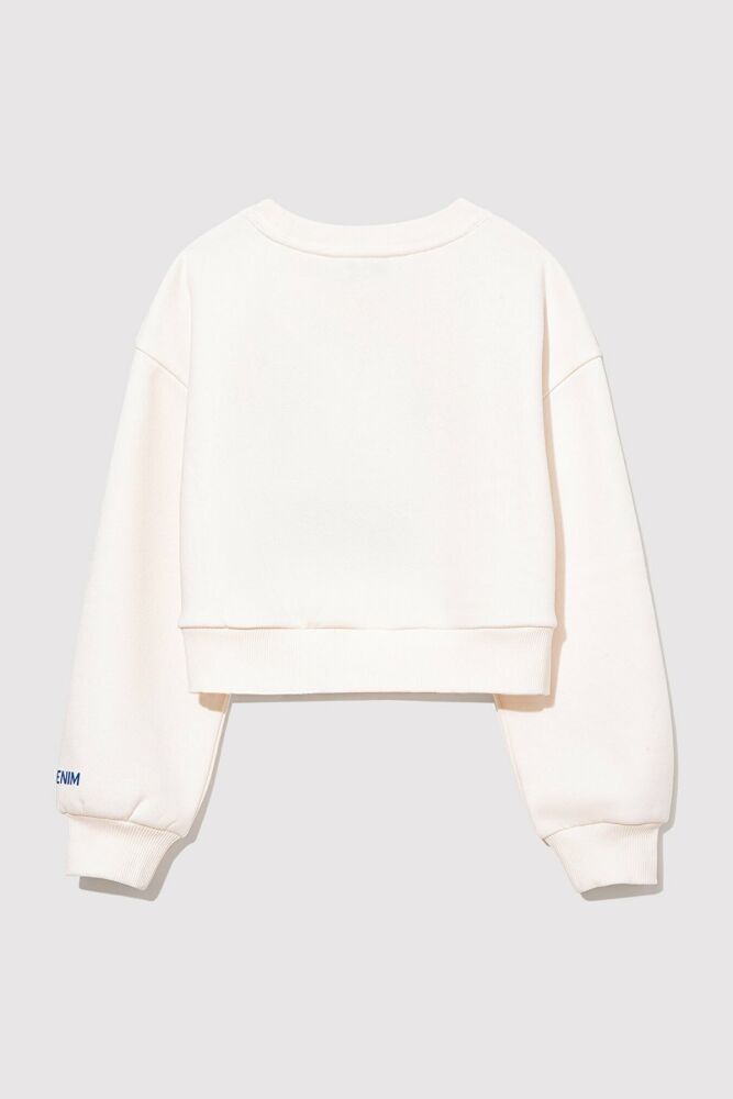 Mavi M Logo Baskılı Beyaz Çocuk Sweat 7S10079-70057 - 2