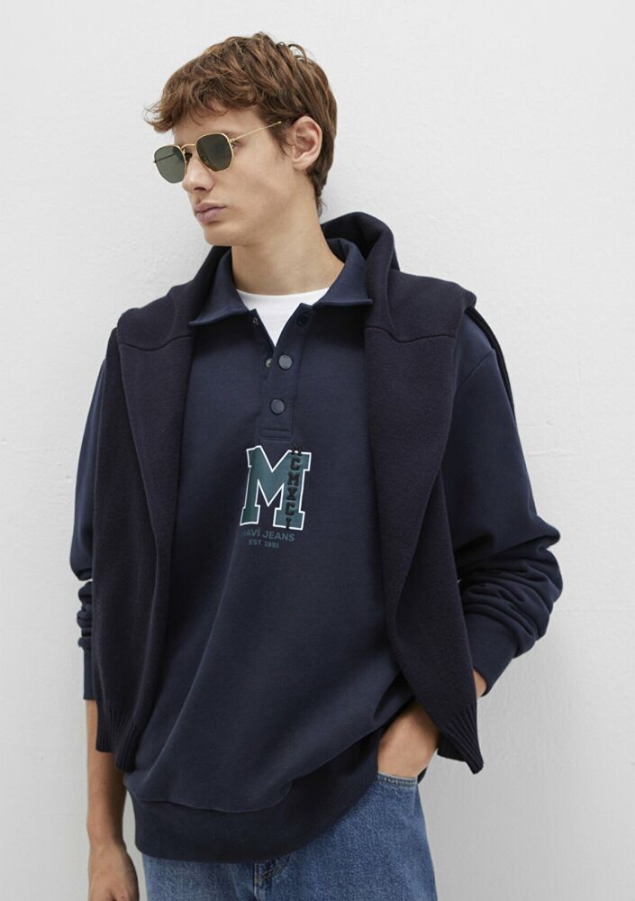 Mavi M Logo Baskılı Lacivert Loose Fit Erkek Sweat0S10494-70490