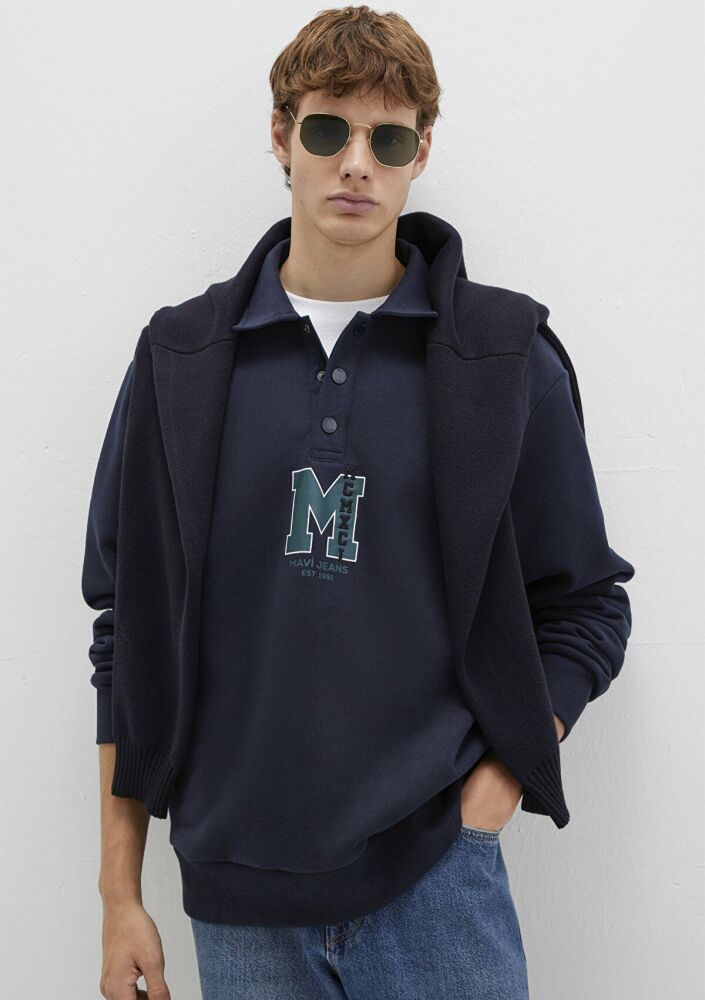 Mavi M Logo Baskılı Lacivert Loose Fit Erkek Sweat0S10494-70490 (1)