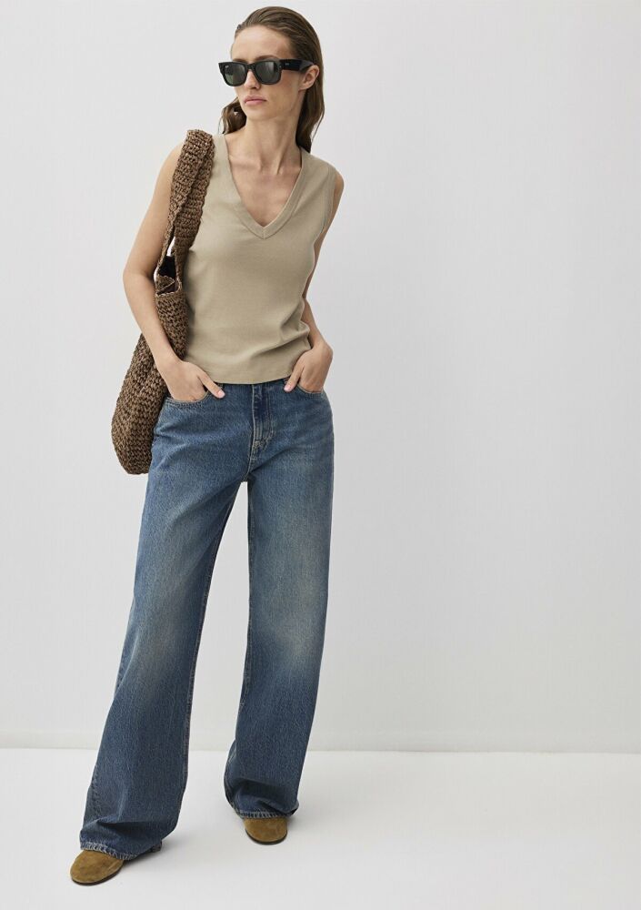 Mavi Malibu Dark Vintage Denim Wide Leg Kadın Jean Pantolon 1010152-90393 - 1