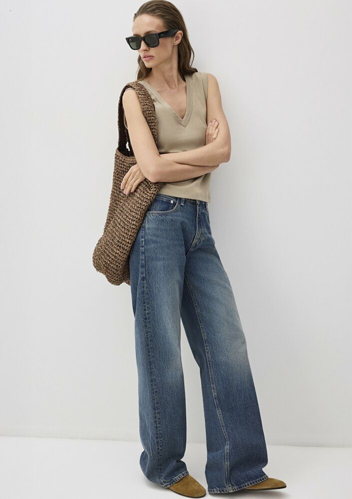 Mavi Malibu Dark Vintage Denim Wide Leg Kadın Jean Pantolon 1010152-90393 - 2