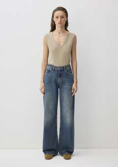 Mavi Malibu Dark Vintage Denim Wide Leg Kadın Jean Pantolon 1010152-90393 - 3