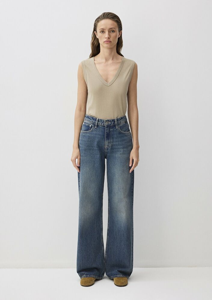 Mavi Malibu Dark Vintage Denim Wide Leg Kadın Jean Pantolon 1010152-90393 - 3