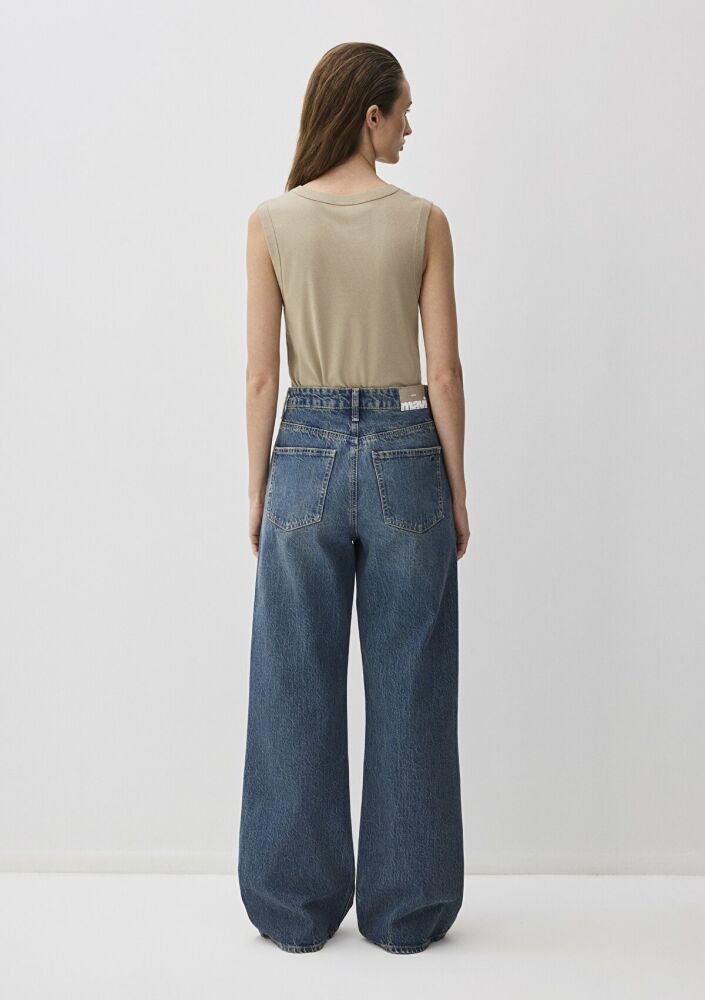 Mavi Malibu Dark Vintage Denim Wide Leg Kadın Jean Pantolon 1010152-90393 - 5