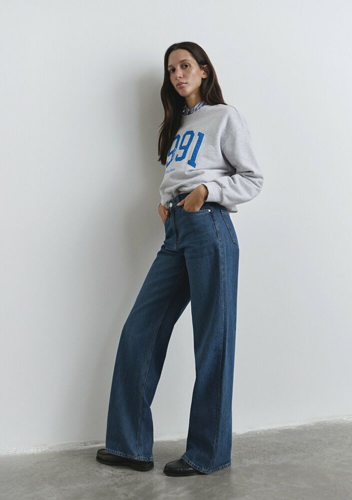 Mavi Malibu Icon Puslu Koyu Mavi Wide Leg Kadın Jean Pantolon 1010152-90516 (1)