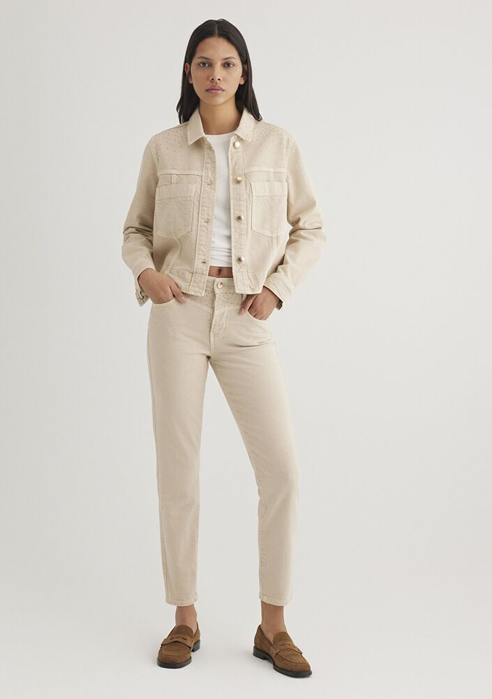 Mavi Martha Gold Premium Taşlı Krem Jean Pantolon 1010928-88600 - 2