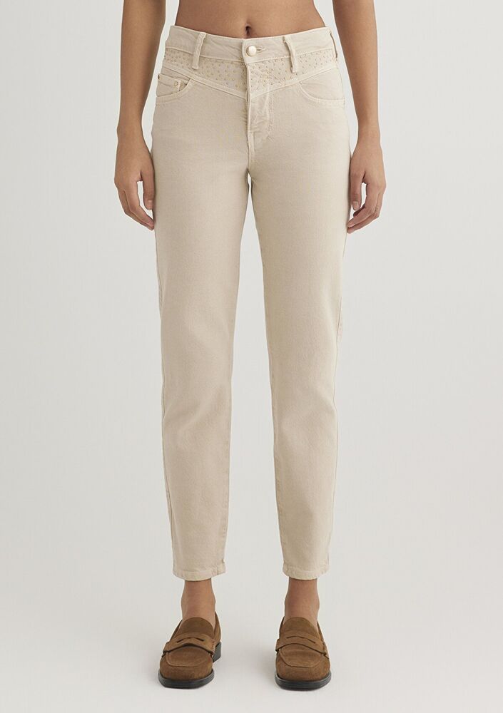 Mavi Martha Gold Premium Taşlı Krem Jean Pantolon 1010928-88600 - 4
