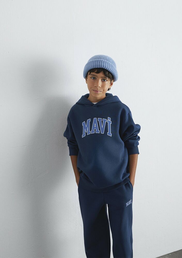 Mavi Mavi Logo Baskılı Lacivert Kapüşonlu Cocuk Sweat 6610110-70720