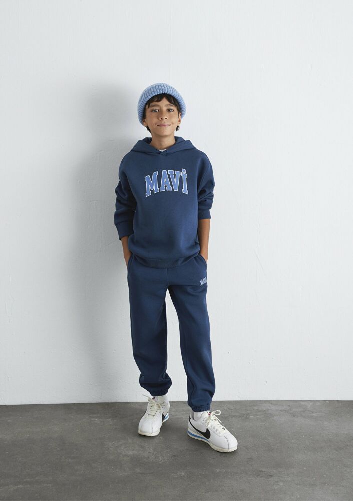 Mavi Mavi Logo Baskılı Lacivert Kapüşonlu Cocuk Sweat 6610110-70720 (1)