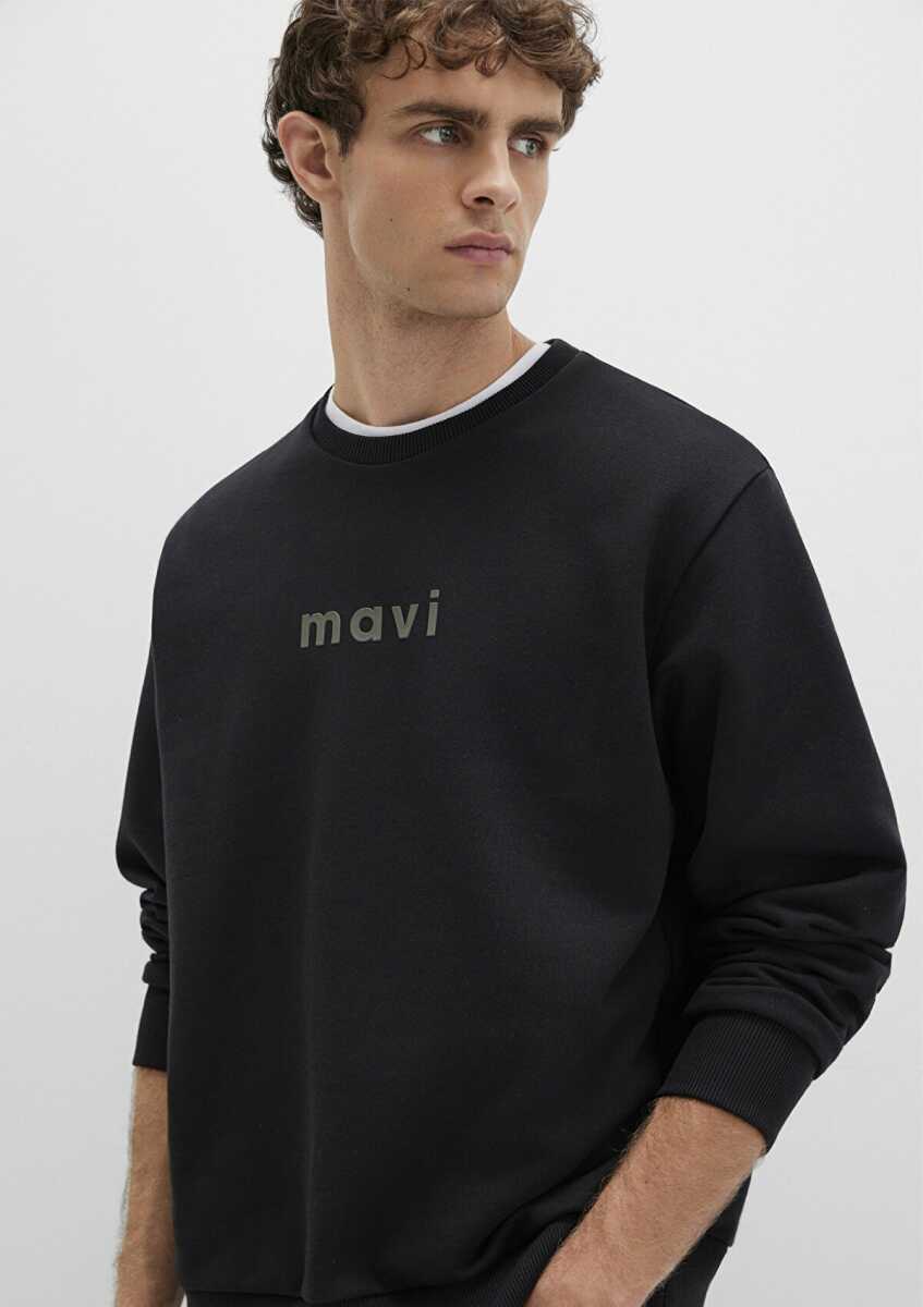 Mavi Mavi Logo Baskılı Siyah Loose Fit Erkek Sweat 0S10556-900