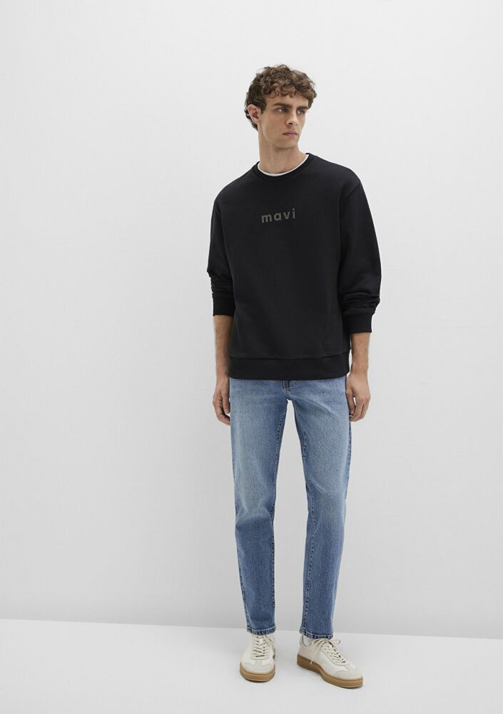 Mavi Mavi Logo Baskılı Siyah Loose Fit Erkek Sweat 0S10556-900 (1)