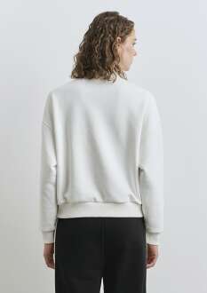 Mavi Mavi Logo Baskılı Yarı Fermuarlı Ekru Loose Fit Kadın Sweatshirt 1S10373-70057 - 4