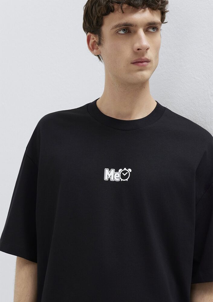 Mavi Me Baskılı Siyah Oversize Erkek Tişört 0613377-900