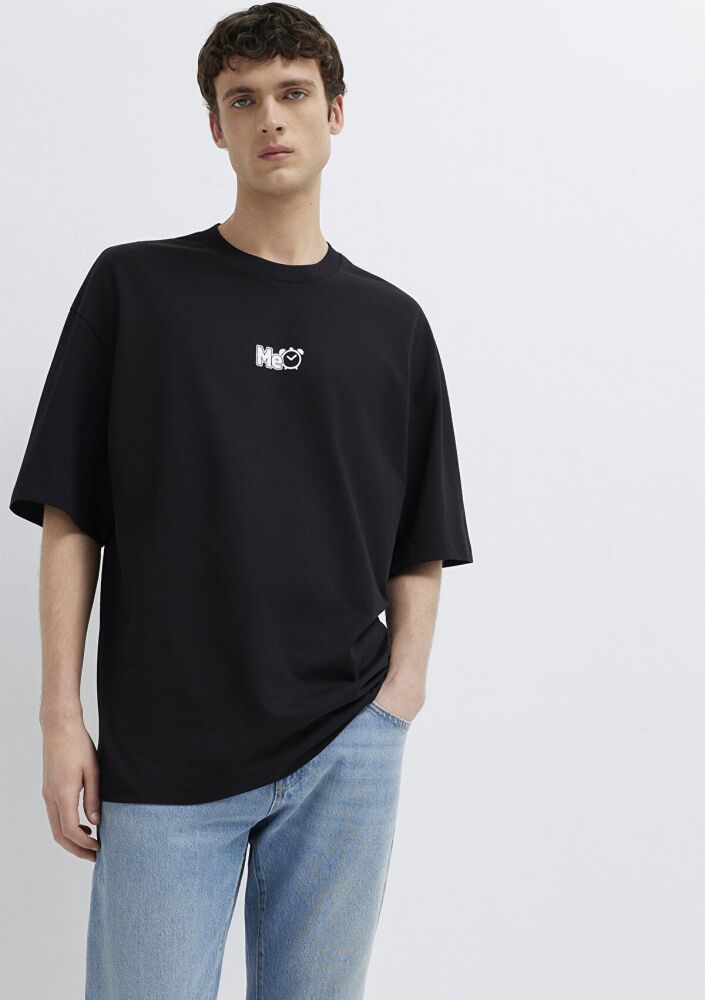 Mavi Me Baskılı Siyah Oversize Erkek Tişört 0613377-900 (1)