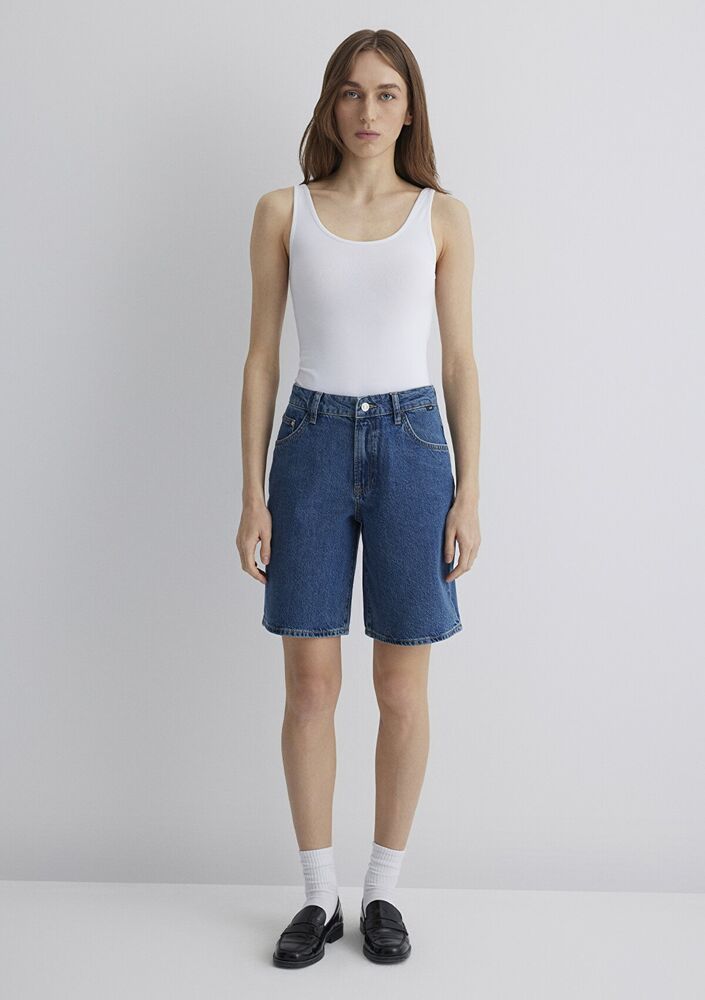 Mavi Melina All Blue Puslu Koyu Mavi Kadın Jean Şort 1410144-89745 - 4