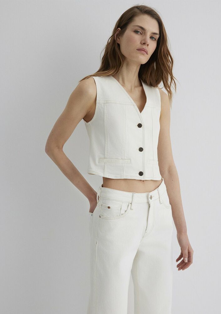 Mavi Merlın Off White Denim Kadın Jean Gömlek 1110265-89157 - 1