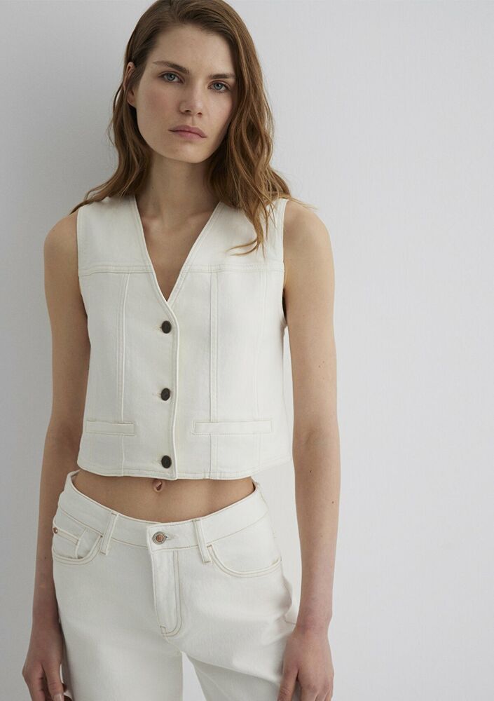 Mavi Merlın Off White Denim Kadın Jean Gömlek 1110265-89157 - 2