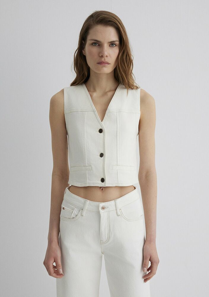Mavi Merlın Off White Denim Kadın Jean Gömlek 1110265-89157 - 3