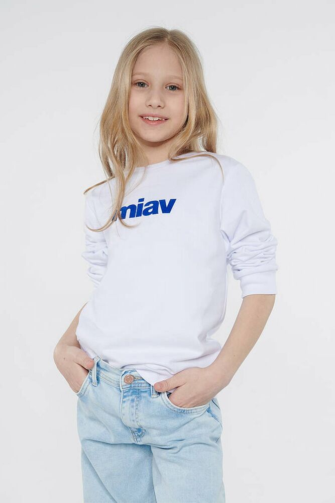Mavi Mıav Baskılı Beyaz Çocuk Sweat 6610031-620 - 1