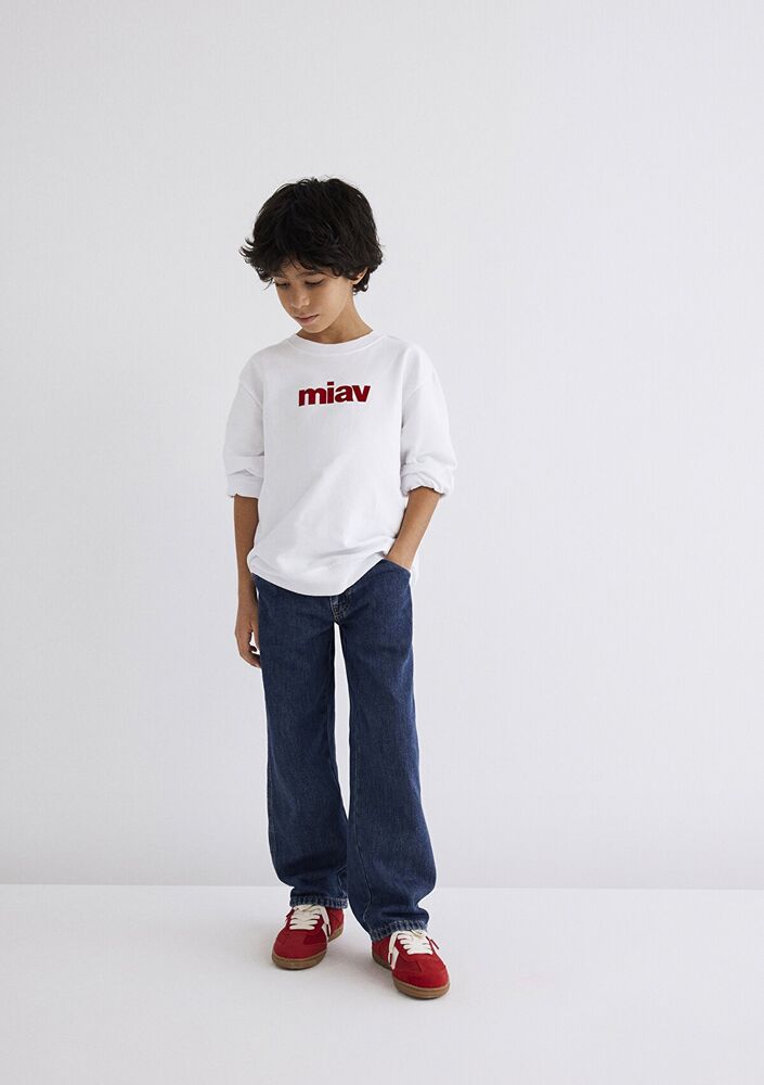 Mavi Mıav Baskılı Beyaz Çocuk Sweat 6610031-602 - 2
