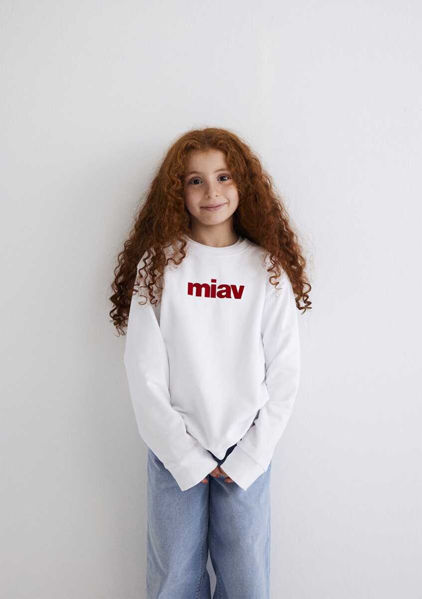 Mavi Mıav Baskılı Beyaz Çocuk Sweat 6610031-602